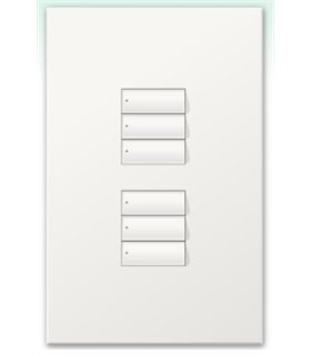 Botonera Lutron Homeworks cableada dos grupos de tres botones