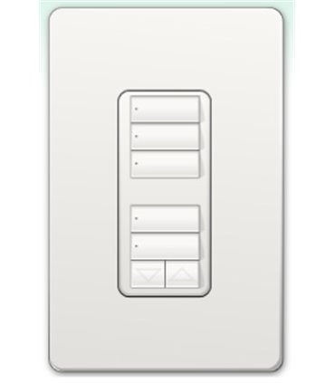 Botonera Lutron Homeworks QS inalambrica 3 botones top group & 2 botones bottom con R/L