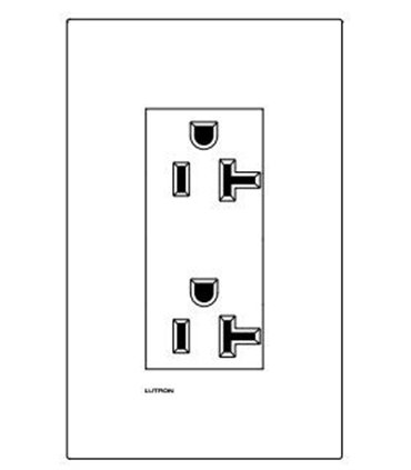 TOMA DUPLEX LUTRON 20 A INVIOLABLE COLORES MATE CON PLACA