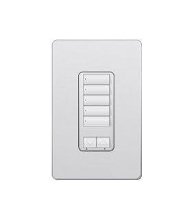 Control de pared hibrido 5 botones con R/L y atenuador de 450W Lutron RadioRA2 Colores Satín