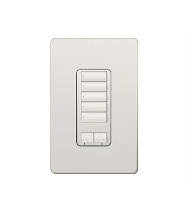 Control de pared hibrido 5 botones con R/L y atenuador de 450W Lutron RadioRA2 Colores Satín