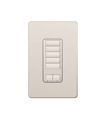 Control de pared hibrido 5 botones con R/L y atenuador de 450W Lutron RadioRA2 Colores Satín