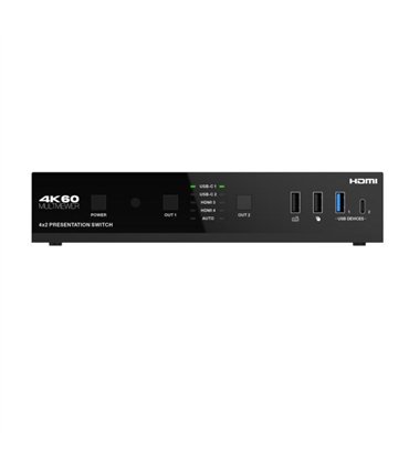 Matriz 4x2 HDMI y USB-C (A/V + USB 3.2 + 1G + carga de 100W)