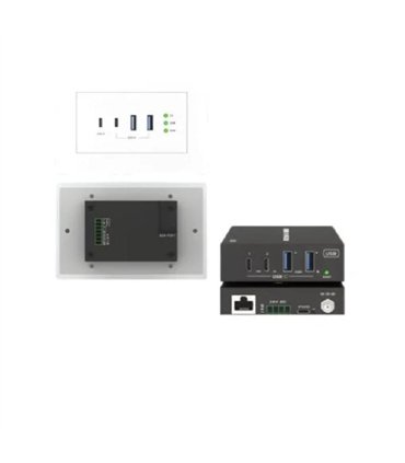 Placa de Pared USB 3.2 de 100m con Entrada USB-C – Extensión Profesional para Salas y Entornos Corporativos