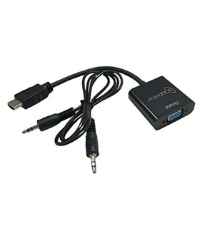 Cable Adaptador HDMI Macho a VGA Hembra + Audio + Alimentación – Negro, 0,2 m