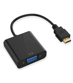 Cable Adaptador HDMI Macho a VGA Hembra + Audio + Alimentación – Negro, 0,2 m