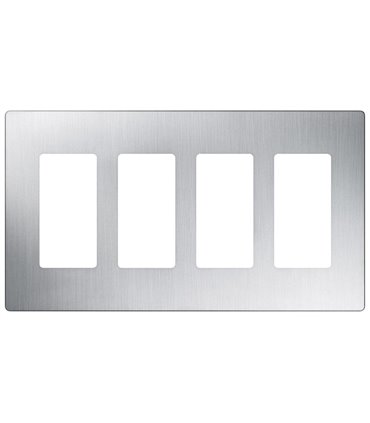 PLACA 4 VENTANAS CLARO ACERO INOXIDABLE