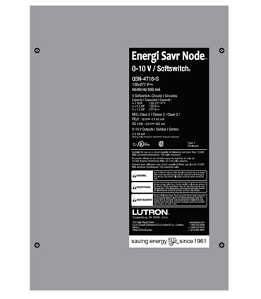 Tablero Lutron Energi Savr Node 4 zonas 0-10V 16A