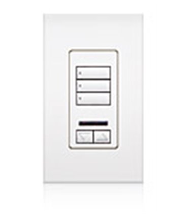 Lutron QSWS2 Control de pared 3 botones con R/L y receptor IR con insert WH