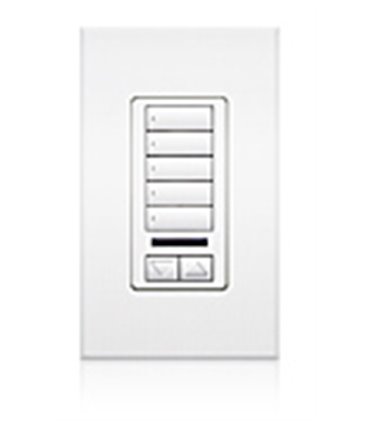 Lutron QSWS2 Control de pared 5 Botones con R/L y receptor IR  con insert WH