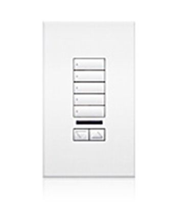 Lutron QSWS2 Control de pared 5 Botones con R/L y receptor IR  sin insert WH