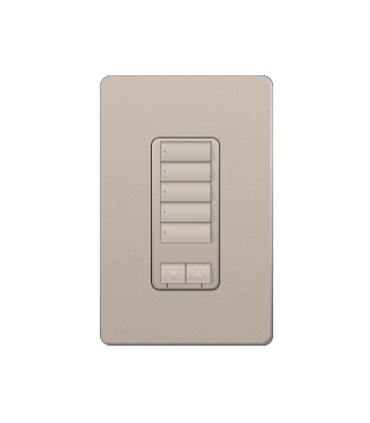 Control de pared hibrido 5 botones con R/L y atenuador de 450W Lutron RadioRA2 Colores Satín