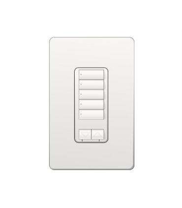 Control de pared hibrido 5 botones con R/L y atenuador de 450W Lutron RadioRA2 Colores Brillantes