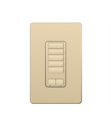 Control de pared hibrido 5 botones con R/L y atenuador de 450W Lutron RadioRA2 Colores Brillantes