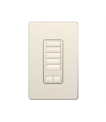 Control de pared hibrido 5 botones con R/L y atenuador de 450W Lutron RadioRA2 Colores Brillantes